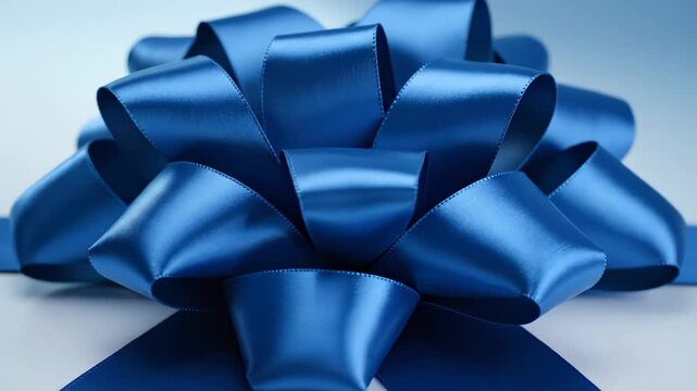 A beautiful blue satin gift bow isolated on white background
