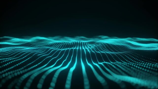 Digital network of interconnected nodes radiating in a futuristic blue glow