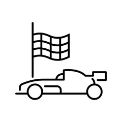 Obraz premium Race car icon. Sports and motorsport line symbol. Black and white.