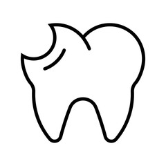 Obraz premium Tooth fracture icon. Healthcare and dentistry line symbol. Black and white.
