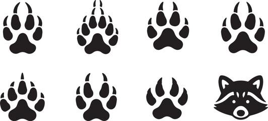 Fototapeta premium Black Solid Autumn Forest Animal Track Silhouette Icons