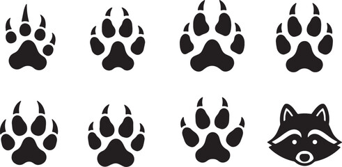 Fototapeta premium Black Solid Autumn Forest Animal Track Silhouette Icons