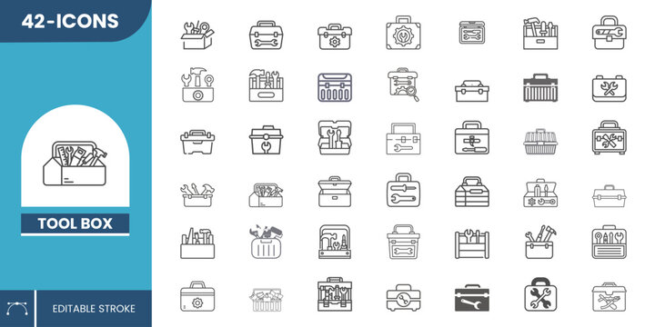 Editable Tool Box Icon Set &ndash; Clean Vector Icons for Construction Work, Hand Tools and Repair Services.
