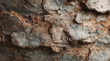 Fototapeta premium Close-up of a rock surface. the rock appears to be old and weathered, with cracks and crevices running through it.
