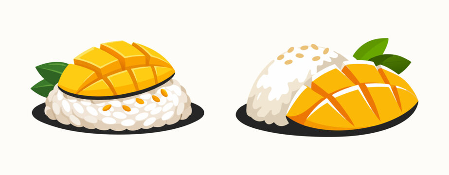 Mango sticky rice logo vector simple design letter