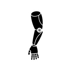 Naklejka premium Artificial limb prosthetic arm and hand made of metal isolated on white background