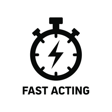 Illustration of vector fast acting concept with stopwatch and lightning bolt