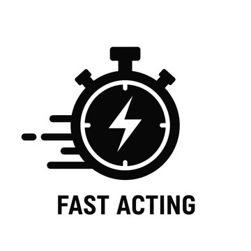 Illustration of vector fast acting stopwatch with lightning bolt