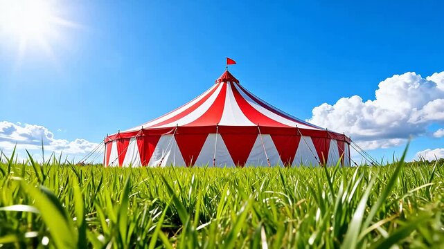 Circus tent in green field