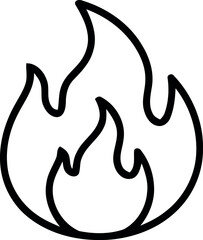 Fototapeta premium A simple line drawing of a stylized flame with three wavy tongues of fire on a white background
