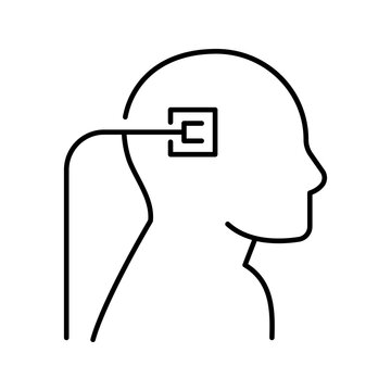 Electroconvulsive therapy icon. Healthcare and psychiatry line symbol. Black and white.
