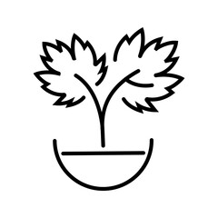 Fototapeta premium Grape sprout icon. Science and viticulture line symbol. Black and white.