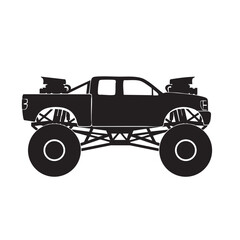 Monster truck silhouette with dual superchargers off-road vehicle icon for extreme sports and automo © Sayeda
