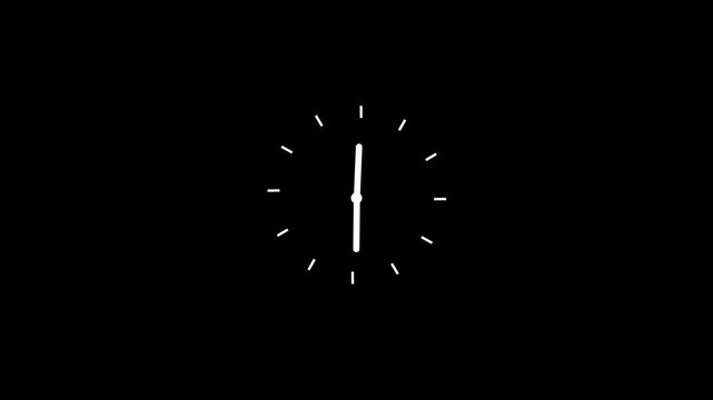 12 hours clock dial loop, twenty-four hours time lapse animation. Twelve hours clock run, moving time arrows.on Black Background and features 4k Motion graphics video