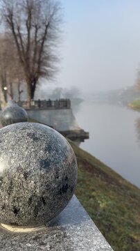 A beautiful sunrise by the river in Kharkiv