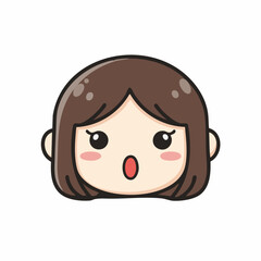 Fototapeta premium Cute surprised girl avatar cartoon face icon.