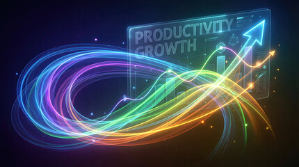 Obraz premium Abstract datum productivity growth vibrant lines concept. Vibrant abstract design symbolizing growth and productivity.