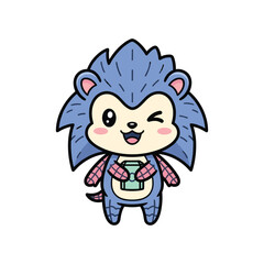 Fototapeta premium Cute Hedgehog Holding Money Commercial Illustration