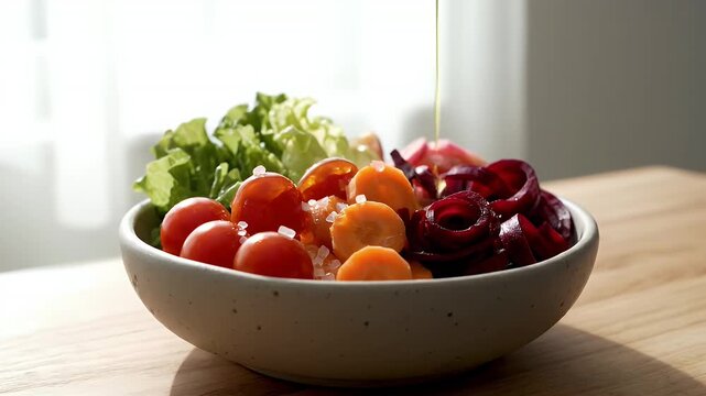 Fresh Salad Ingredients in a Bowl Ready for Preparation.
