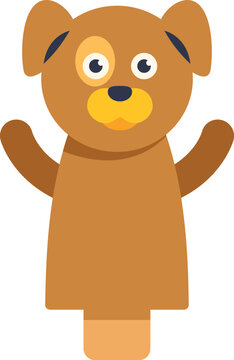 Cartoon dog hand puppet creating a fun educational activity