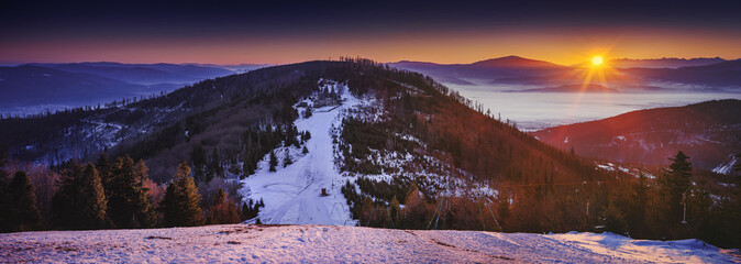 Beskidy - Klimczok - zima © Radosław Dybała