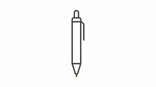 Minimal line illustration of a ballpoint pen used for writing and note taking