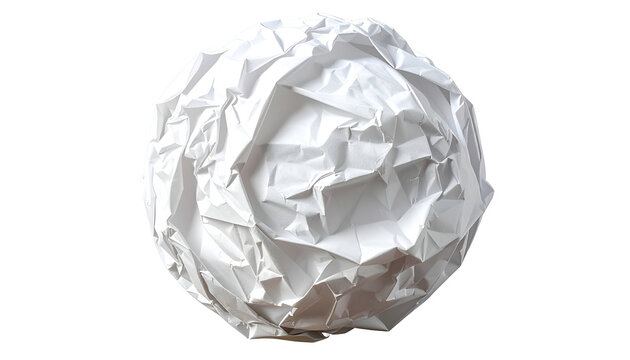 Close-up of a crumpled, spherical ball of white paper against a black background