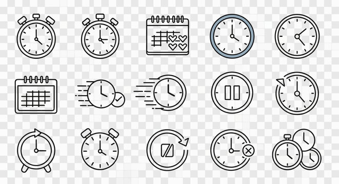 Collection of various clock icons.