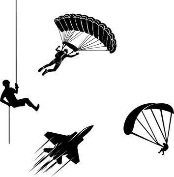paraglider silhouette vector