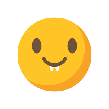 Yellow face emoji showing buck teeth and a friendly, studious expression