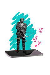 Composite trend artwork image photo collage of social media like network heart hand hold...