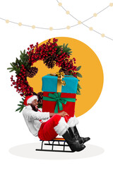 Template sketch artwork 3D photo collage of christmas december holiday winter year african race...