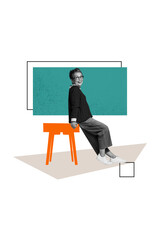 Vertical poster collage mature woman teacher lecturer university classroom study teach education...