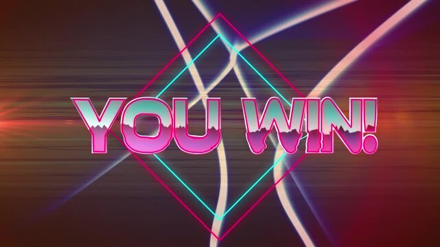 Game over only text over neon triangles against pink crystals and graduation light trails