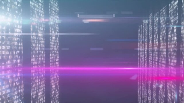 Computer code processing over pink background technology programming and computer coding concept
