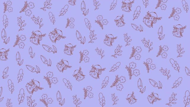 Elegant floral pattern featuring tiny lavender and wildflower illustrations on a soft pastel purple background, ideal for backgrounds, textiles, or decorative design projects.