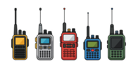 Walkie talkie radios for communication technology concept, portable wireless transceivers, field communication equipment © Ayat 04