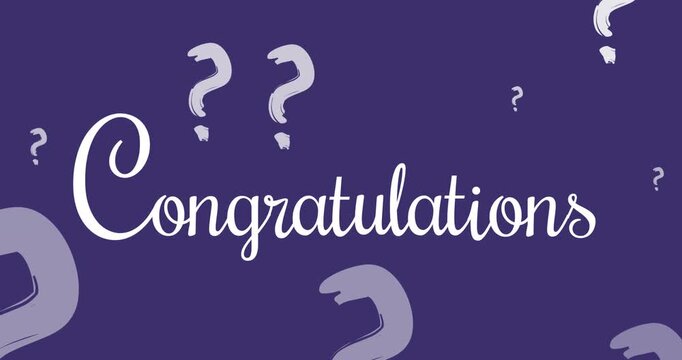 The video shows a series of question marks moving around on a purple background