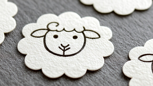 Chinese style. Astrology. Application form. White texture, reminiscent of sheep's wool. The smiling face of a sheep with closed eyes and nose is visible.  The year is 2027.
