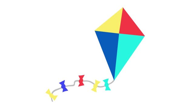 Colorful Flying Kite Animated Flat Style