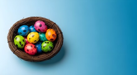 Fototapeta premium Easter monday celebration with colorful easter eggs in a basket