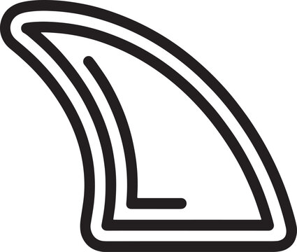 Black and white surfboard fin outline icon design element  surfing  sports