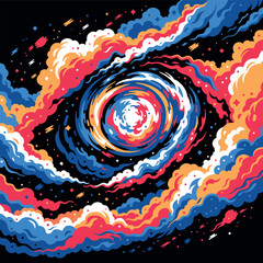 Colorful abstract cosmic swirl with vibrant clouds and dynamic spiral motion © jasmin