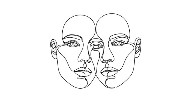 Two Faces Side by Side Drawing.