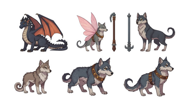 Collection of fantasy wolf creatures.