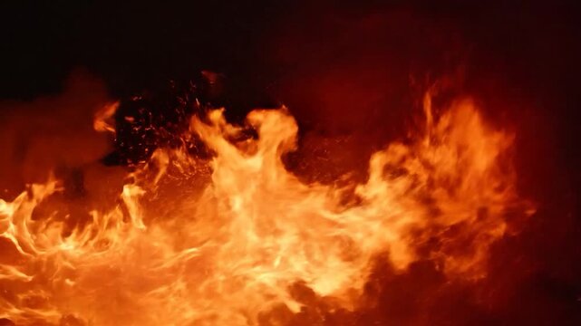 Flames burning with orange and yellow.