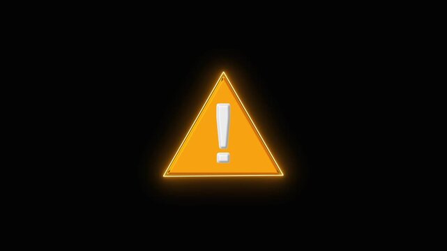 Glowing neon warning triangle alert shines brightly for urgent notifications. Neon warning triangle alert icon ensures high visibility. Warning triangle alert glows in neon for instant recognition.