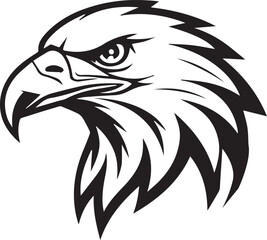 Fototapeta premium Majestic Eagle Head Mascot Logo - Bold Black and White Vector Illustration of a Fierce Bald Eagle for Sports Teams, sport Gaming, Security Branding, and Apparel Design Graphics.