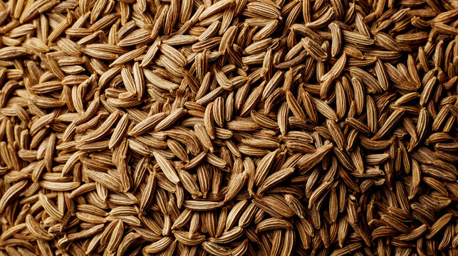A detailed texture of cumin seeds, showcasing their natural color and shape