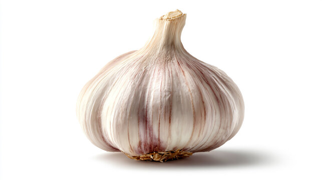 A garlic clove on a white background, with no shadows